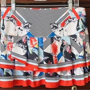 LUCKY IN LOVE Women’s Geometric Red Blue Layered Athletic Skort sz M (8-10) ec